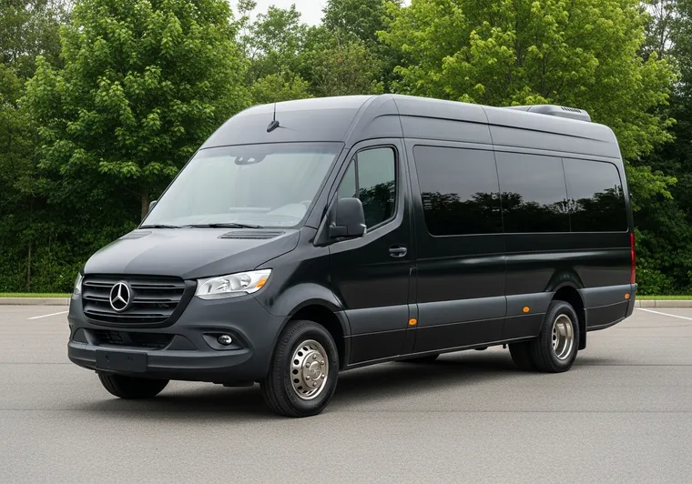 Modern black passenger van from our Niagara tour fleet